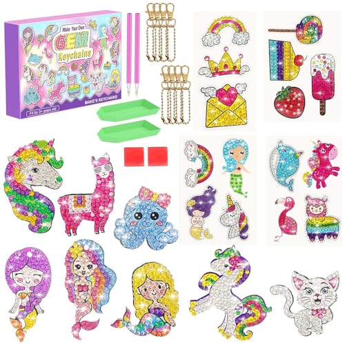 Diamond Painting Kinder ab 4-8 Jahre, 28 Stück 5D Diamant Malerei Aufkleber Set Geschenke für Jungen und Mädchen, Diamant Malerei Sticker Set für Kind zum Selbermachen, Einhorn, Meerjungfrau