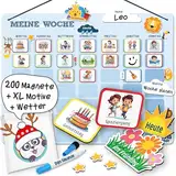 PANDABANDE® Montessori Wochenplaner Kinder - Magnettafel Kinder [200 Magnete, Stift, Tasche] - Idealer Wochenplaner Magnetisch Kinder, Kinder Wochenplaner, to Do Liste Kinder, Tagesablauf Kinder