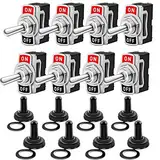 Gebildet Kippschalter 10A/12VDC, 6A/24VDC, EIN/AUS Wippschalter, SPST 2-pin Rocker Toggle Switch mit Wasserdicht Schutzkappe, zum Auto KFZ LKW Boot (8 Pack, Schwarz)