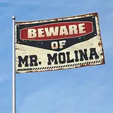 Country Boy Flaggen "Beware Of Mr. Molina", Poolschilder und Dekoration, lustige Raumdekoration für den Außenbereich, 30 x 45 cm