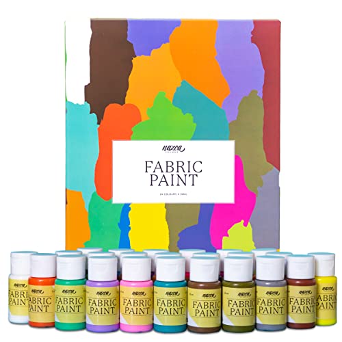 Nazca Colors Permanente und waschbare Stofffarbe - 24 Farbtöne je 30ml – Set Acryl Textilfarben ideal zum Bemalen von Kleidung, Schuhen, Taschen, Leder und anderen Stoffen – hochgradig deckende Farben