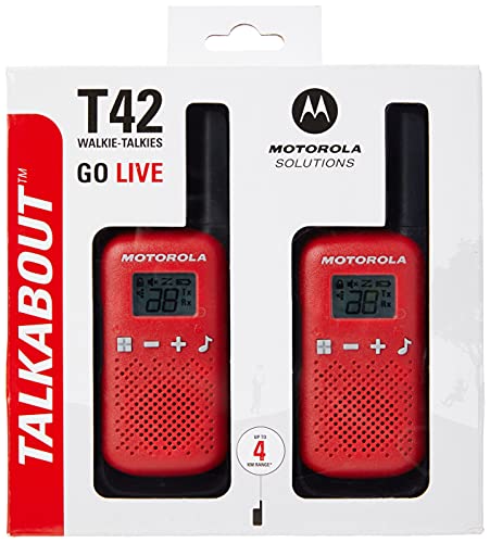 Motorola Talkabout T42 PMR-Funkgeräte ( PMR446, 16 Kanäle, Reichweite 4 km) rot , 2 Stück (1er Pack)