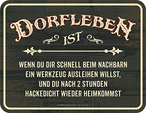 Deko Blechschild für Dorfkinder - Dorfleben Heimkommst