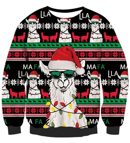 Dancinova Unisex Weihnachtspullover Damen Herren mit Led Lustig Strick Weihnachts Pullover Hässliche Weihnachtspulli Xmas Jumper für Weihnachts Party M