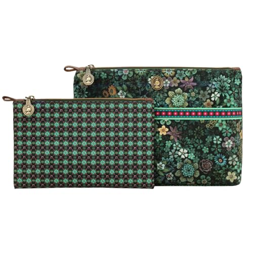 Pip Studio Cosmetic Bag Combi Tutti i Fiori Green 26x18x7.5cm/22x13x1cm