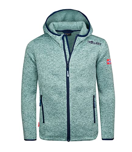 Trollkids Jondalen XT Mädchen Kapuzen Fleecejacke, Gletschergrün/Marineblau, Größe 152