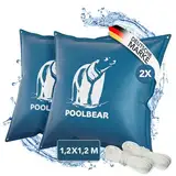 PoolBear | 2X Poolkissen Winter 120x120cm Winterkissen XXL I Pool-Luftkissen mit Doppelnaht inkl Reparaturset I Überwinterung-Frostschutz-Kissen Poolpolster