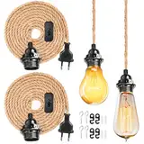 2 Stück E27 Lampenfassung mit Stecker, 4,5M Gedrehten E27 Fassung, Hängelampe Mit Stecker, Vintage Lampenkabel, E27 Lampenfassung für Dining Hall Home Farmhouse Home Loft - Ohne Glühbirne