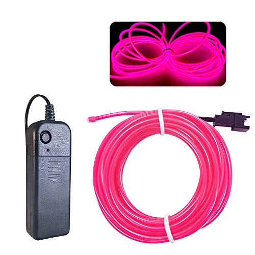 Balabaxer Rosa EL Draht, 5M Neon Kabel Mit Batterie Trafo, Leuchtet Electroluminescent, für Partys, Halloween, DIY-Dekoration