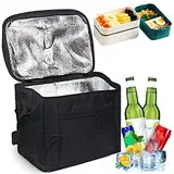 Kühltasche Faltbar,Picknicktasche Kühltasche,Thermotasche Klein,Isoliertasche Lunch,Kühltasche Eistasche,Lunch Tasche,Kühlbox für Picknick 10L (schwarz)