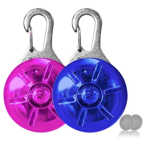 AVIDA ZEN Blinklicht Schulranzen Kinder, Leuchtanhänger Hund, Clip on mit 3 Leuchtmodi, Reflektoren Katzen, Jogger, Camper, Reflektor Licht, Hundelicht (2er Set (Rose+Blau))