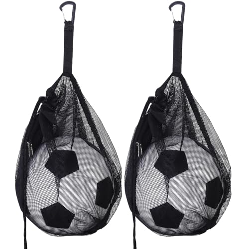 patinadrift Ballnetz, 2 Stück Ballsack 1 Ball Basketball Tasche FußBallnetz mit Kordelzug Faltbar Ballnetz für 1 Ball, Tragbare Netztasche für Fußball Tennis