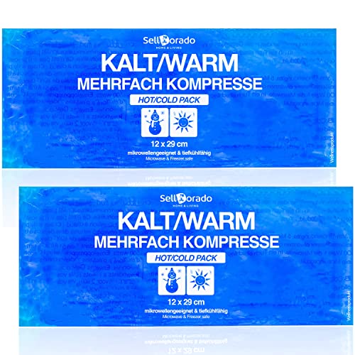 Selldorado 2er Set Kühlpacks Gel, 29 x 12 cm - Wiederverwendbare Kühlakkus, Kalt Warm Kompresse Groß, Ideal als Kühlkissen, Kühlbeutel, Kühlpads, Kühlkompressen - Perfekt für Sport und Erste Hilfe