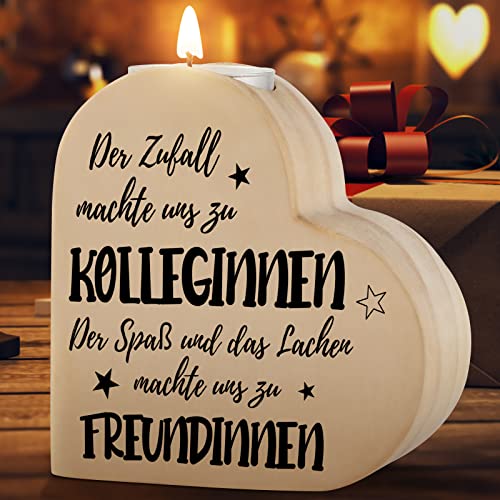 PRSTENLY Kollegin Herzform Kerzenständer: Kolleginnen & Freundinnen Spruch, Kleine Geschenke für Arbeitskollegin zum Geburtstag Weihnachten oder Abschied, Arbeit Job Lieblingskollegin Geschenkidee