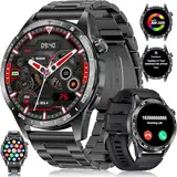 LIGE Smartwatch Herren mit 400mAh Lange Akkulaufzeit für Android iOS,1.43'' Amoled Display,110+ Sportmodi,Bluetooth-Anrufe,IP68 Wasserdicht Fitnessuhr mit Herzfrequenz, SpO2, Schlafmonitor,3 Armbänder