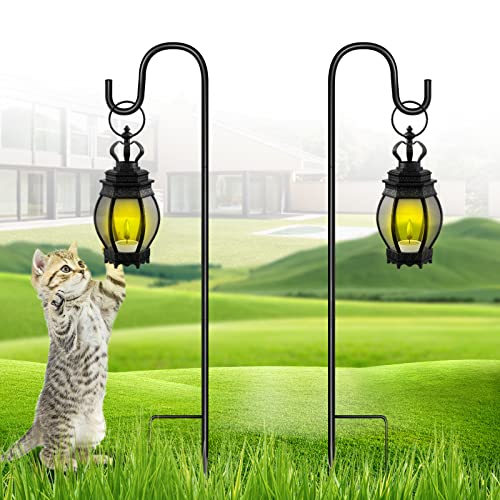 SEGNAYEN Schäferhaken für Gartenlichter, Metall-Schäferhund, mit Sockel, 81 cm, verstellbare Outdoor-Gartenhaken, Stangen zum Aufhängen von Laternen, Pflanzkörben, Schwarz, 2 Stück