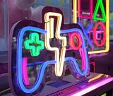 Blitz-Gamecontroller-Neonschild - Leuchtendes Spiegelschild mit Dimmschalter & USB-Stromversorgung, Gamer Neon Sign - Gamepad Shaped LED Neon Sign for Gamer Room Decor