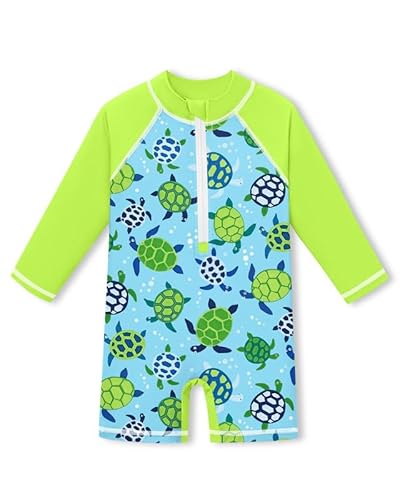 Baby UV Shirt Schnelltrocknend UPF 50+ Rundhals Einteiliger Badebekleidung Grüne Schildkröte 0-6 Monate