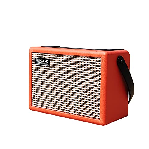 Coolmusic 15G Gitarrenverstärker, Tragbarer Bluetooth-Gitarrenverstärker, 2-Fach Gitarrenverstärker, Geeignet für E-Gitarre und Akustikgitarre, Inklusive Gain- und Reverb-Orange