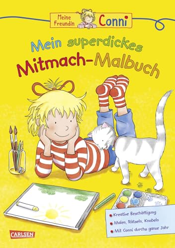 Conni Gelbe Reihe (Beschäftigungsbuch): Mein superdickes Mitmach-Malbuch: Für Kinder ab 4 Jahren - Mit 120 Ausmalbildern und Bilderrätseln durch Frühling, Sommer, Herbst und Winter