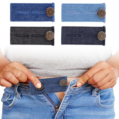 Prasacco 4 Stück Hosenbunderweiterung Knopf Taille, 8,5 * 3,5 cm Taillenverlängerungen Einstellbar Jeans Taille Erweiterung Knopf Bund-Expanders Knopfverlängerung für Hosen Jeans Röcke Umstandshose