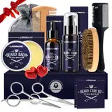 Bartpflege Set für Männer, Geschenke für Männer, Bart Geschenk Lionmane Geschenke Beard Set 60ML Bartshampoo, 30ML Bartöl, 2 Bartschere, Balsam, Bürste, Kamm, Tasche, Bartschneider Kamm