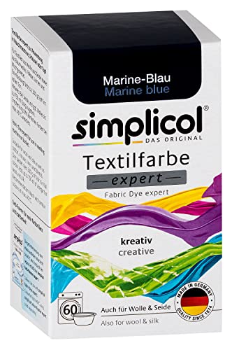 simplicol Textilfarbe expert Marine-Blau 1708 - Zum Umfärben und Auffrischen von Kleidung, Waschmaschinenfest, für Baumwolle, Wolle, Seide, Leinen, Viskose & Mischgewebe