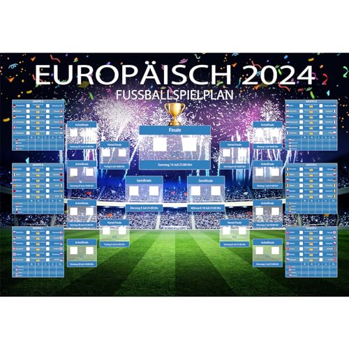 EM Spielplan Poster für Euro Dekoration 2024, EM 2024 Deko, 70x100cm Europameisterschaft 2024 Spielplan, EM Spielplan 2024 Poster, EM Fussball Ergebnisse der Spiele Planer, Geschenke für Fußballfans