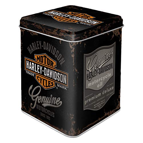 Nostalgic-Art Retro Teedose, 100 g, Harley-Davidson – Genuine Logo – Geschenk-Idee für Biker, Aufbewahrung für losen Tee und Teebeutel, Vintage Design