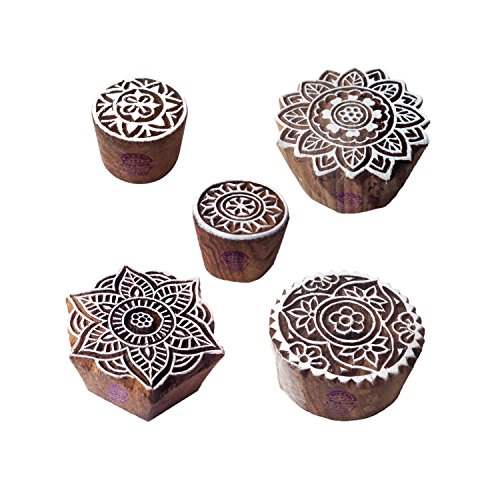 Royal Kraft Städtisch Muster Mandala und Runden Hölzern Blöcke Stempel (Set von 5)