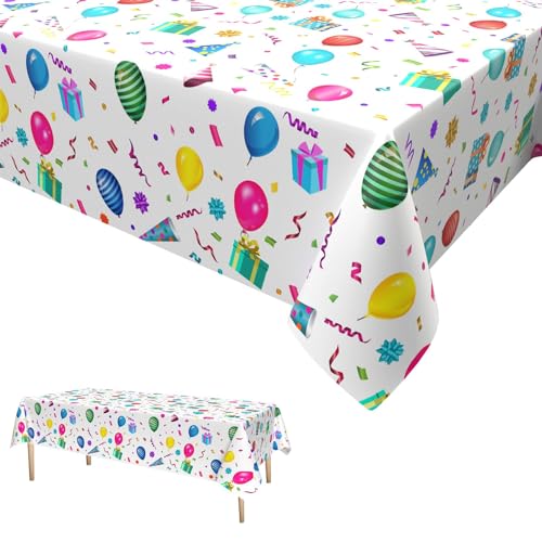 Party Tischdecken,Happy Birthday Party Tischtuch Einweg Plastik Geburtstag Party Tischdekoration Zubehör für Kinder Jungen Mädchen 137 x 274cm