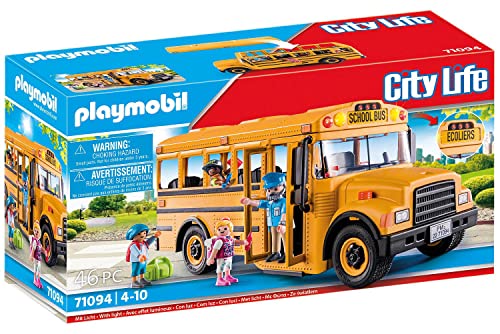 PLAYMOBIL City Life 71094 US Schulbus, Spielzeug-Bus mit Blinklicht, Spielzeug für Kinder ab 4 Jahren