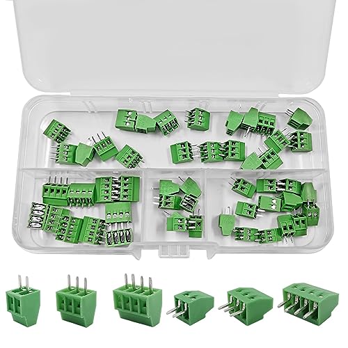 CEMYDEYO PCB Schraubklemmen,50 Stück 2.54mm 0.1" Pitch PCB Mount Screw Terminal Block,2 Pin,3 Pin,4 Pin Steckverbinder,für 26-18AWG Kabel