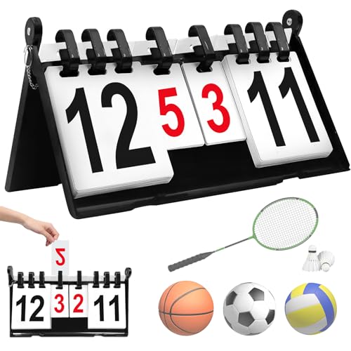 Anzeigetafel, 4-Stellig Sportwettbewerb Anzeigetafel, Punktetafel Digital, 0-31 Sportanzeigetafel, Tragbare Tisch-Scoreboard, Klappbar Zähltafel, Punktetafel Punktezähler für Wettkämpfe Indoor Outdoor