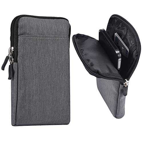 Universal Gürteltasche Handy Klein, Herren Handy Umhängetaschen Grau, 6.9 Zoll Herren Handy Schulter Messenger Tasche Männer Crossbody Geldbörse mit Gürtelschlaufe Karabiner Brieftasche Holster Case