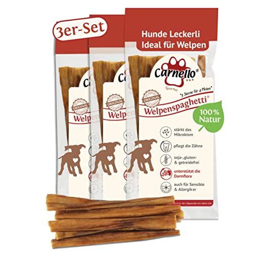 Carnello Hundeleckerli kleine Hunde – Welpenspaghetti – Welpen Leckerlies, Leckereien für Hunde, Hundesnack – Hundeleckerli Getreidefrei - Leckerlibeutel klein (3 x 30g)