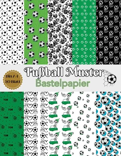 Fußball Muster Bastelpapier: Scrapbooking Papier Fußball Sport | Din A4, 20 doppelseitige Seiten I DIY Karten | Dekoratives Bastelpapier Für Kinder Veranstaltungen