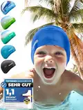 KIDVERSE Badekappe Kinder - Silikon Badehaube Kinder mit Anti-Rutsch-Noppen für optimalen Halt Kinder Badekappe - 100% wasserdicht - Badekappe für Kinder - Schwimmhaube Kinder