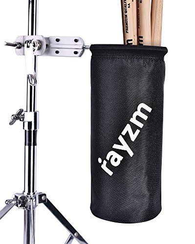 Rayzm Drumstick Halter/Trommelstockhalter/Trommelstock Tasche Beutel, Nylon Mallet/Brush/Beater Stickhalter mit Aluminium-Klemme für Drum Kits & Notenständer, bis zu 12 Paar Sticks