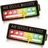 2 Stück Soziale Batterie Pin,Slider Social Battery Badge,My Social Batterie Pin Mein Sozialer Batterie-Pin-Slider Sozialer Batterie-Pin Lustige Emotionale Emaille-Pin für 7 Tage Woche (Schwarz)