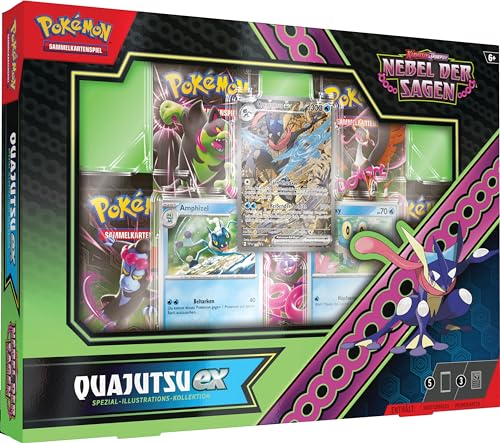 Pokémon-Sammelkartenspiel: Spezial-Illustrations-Kollektion Karmesin & Purpur – Nebel der Sagen: Quajutsu-ex (1 holografische Vollbild-Promokarte, 2 holografische Karten & 5 Boosterpacks)