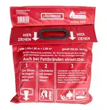 Löschdecke 1,60 x 1,80 m in Tasche zum Aufhängen mit Grifftaschen zur sicheren Handhabung