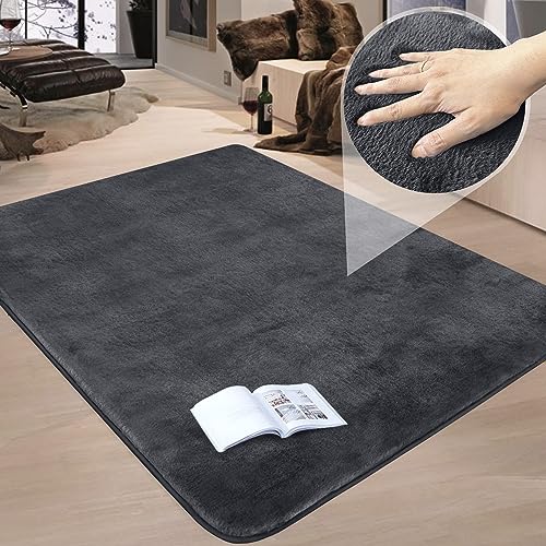 Granbest Luxus Verdicken Teppich Ähnlich Kaninchenfell Stilvolle Plüsch 1100GSM Teppich Anti-Rutsch Bereich Teppiche für Nachttisch Wohnzimmer Küche Home Decor (120 x 160cm, Grau)