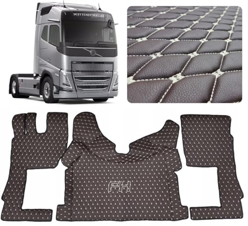 Auto LKW Fahrerkabine Set kompatibel mit VOLVO FH4 FH5 FH Aero (Dunkelbraun, beige Nähen)