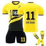 Personalisiertes Dortmund BVB Football Trikot Kinder Erwachsene Fussball Trikots & Shorts mit GRATIS Name Nummer Fußball Trikot