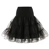 Generisch Damen Karneval Lang Elegant Elastisch Hohe Taille Stufendecke Mesh Ballett Hochzeit Party Abschlussball A-Linie Faltenrock Sommerrock Tütü Damen Schwarz Rock Schwarz Blauer Tutu Rock Damen