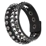 AHQiZFX Leder Nieten Armband,Punk Besetztes Armband,Schwarz Gothic Armreif,Verstellbare Rocker Armband Herren,Punk Breite Lederarmband,für Männe Frauen Cosplay Rock Biker Halloween Party Punk Zubehör