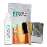 sneaker cleaner - Reinigungsset für alle Schuharten. 250ml effektiver Schuh-Reiniger + beidseitiger Naturholzbürste (weiche & harte Borsten) + hochwertigem Mikrofasertuch - Einfach saubere Schuhe