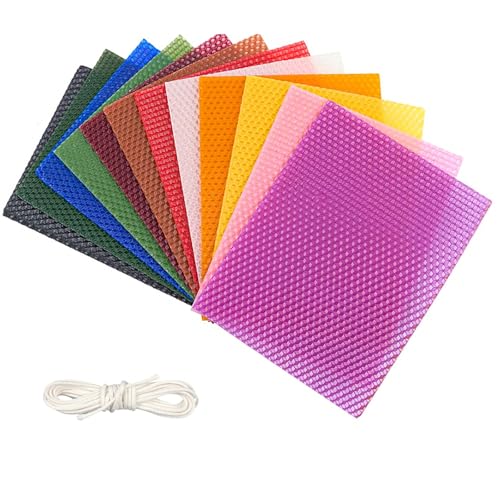 Bienenwachs-Kerzenherstellungs Set,DIY-Kerzen Bienenwachs-Kerzen Selber Machen,12 Stück Bienenwachskerzen Selber Machen set,Wachsplatten Weihnachts Erwachsene,Kerzen Wachsplatten