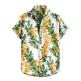 Kurzarmhemd Herren Kurzarm T Shirt Regular Baumwolle Hawaiihemd Oversize Sommer Oberteile Lockere Leichter Freizeitshirts Lustiger Drucken Sportshirts Mode Lang Tops Männer Streetwear